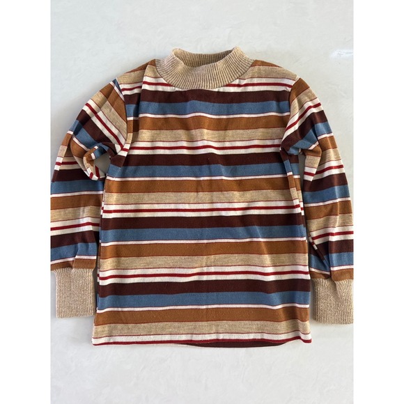 Vintage HealthTex Kids Striped Long Sleeve Shirt Size 5 Made in USA Retro Brown - Picture 1 of 6